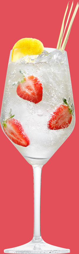 Glass of Strawberry & Lemongrass Essences cocktail