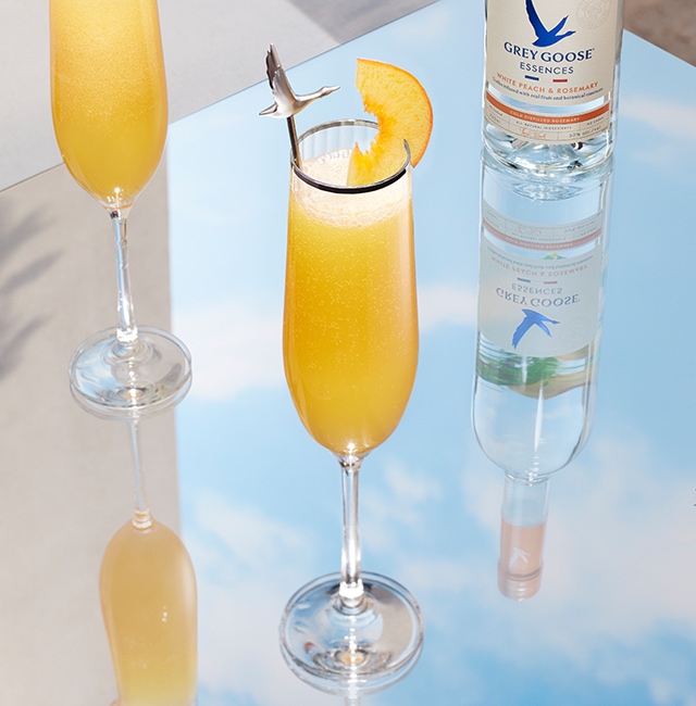 Peach Vodka Bellini Cocktail Recipe Brunch Drink GREY GOOSE